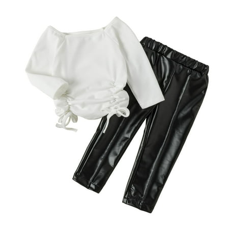 Qufokar Newborn Baby Clothes Girl Babies for Babies Toddler Kids Baby Girls Long Sleeve Off Shoulder Drawstring T Shirt Tops Pu Leather Pants Leggings Outfits Clothes Set
Qufokar Newborn Baby Clothes Girl Babies for Babies Toddler Kids Baby Girls Long Sleeve Off Shoulder Drawstring T Shirt Tops Pu Leather Pants Leggings Outfits Clothes Set