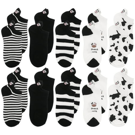 5 Pairs Lovely Girl Ankle Socks Creative Short Sock Chic Cow Pattern Socks