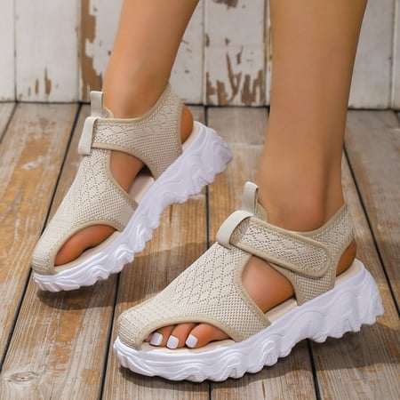 XIAQUJ Ladies Fashion Summer Solid Color Solid Mesh Knitted Hollow Thick Sole Beach Sandals Sandals for Women Beige 6.5(37)
XIAQUJ Ladies Fashion Summer Solid Color Solid Mesh Knitted Hollow Thick Sole Beach Sandals Sandals for Women Beige 6.5(37)
