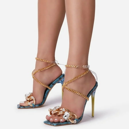 Holiday Savings 2022! Rourlinge Women s Sexy Snake Print Open Toe Rhinestone Metal Chain Buckle Square Toe High Heel Sandals Sky Blue 42
Holiday Savings 2022! Rourlinge Women s Sexy Snake Print Open Toe Rhinestone Metal Chain Buckle Square Toe High Heel Sandals Sky Blue 42
