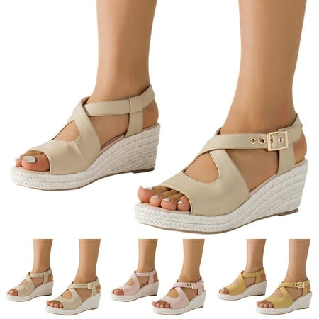 PEASKJP Comfortable Sandals for Women 2023 New Open Toe Wedges Buckle Platform Thick Heel Sandals Slippers Party Sandals Red 9
PEASKJP Comfortable Sandals for Women 2023 New Open Toe Wedges Buckle Platform Thick Heel Sandals Slippers Party Sandals Red 9