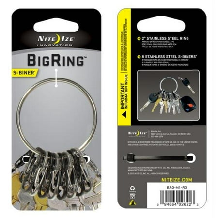 Nite BRG-M1-R3 BigRing Steel- 4 Blk-4 SS S-Biners