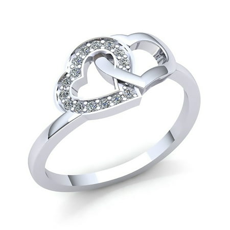 Genuine 1ct Round Cut Diamond Ladies Fancy Heart Wedding Anniversary Band Solid 10K Rose, White or Yellow Gold GH SI1