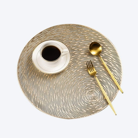 Dofulay Anti-Skid Round Placemats Kitchen Creative Simple Western Household Pad Gold
