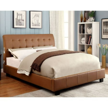 Furniture of America Gallant Upholstered Platform Bed with Bluetooth Speakers
