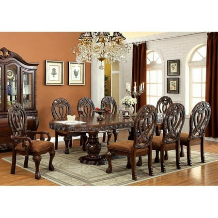 Furniture of America Grandberry Traditional 7 Piece Dining Table Set - Cherry
