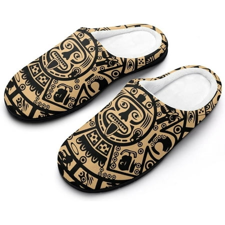 Aztec Maya Calendar Women s Cotton Slippers Funny Printed Non Skid Rubber Soles