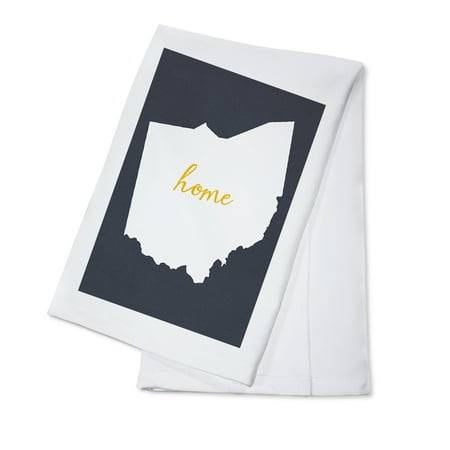 Ohio Home State White on Gray (100% Cotton Tea Towel Decorative Hand Towel Kitchen and Home)
