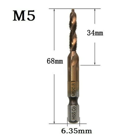 1PC M3-M10 HSS M35 Tap Drill Bit Hex Screw Thread Bit Screw Machine Compound Tap
