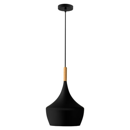 1 Light Nordic Matte Black Industrial Hanging Pendant Light Black and Wood Finish
1 Light Nordic Matte Black Industrial Hanging Pendant Light Black and Wood Finish
