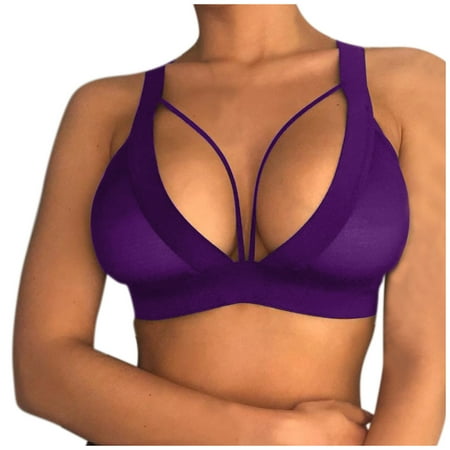 Women Sexy Hollow Out Elastic Cage Bra Bandage Strappy Halter Bra