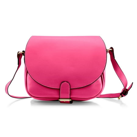 Fashion Women Crossbody Handbag PU Leather Shoulder Bag Tote Purse Ladies Satchel Messenger Hobo Bags - Hot Pink