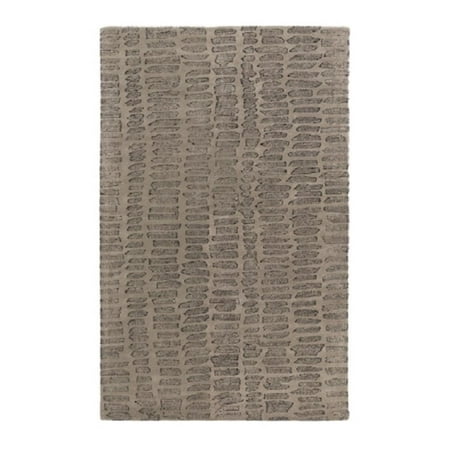5' x 7.5' Harmonic Stones Dark Coyote Brown and Ebony Black Hand Tufted with Loop Accents Area Throw Rug