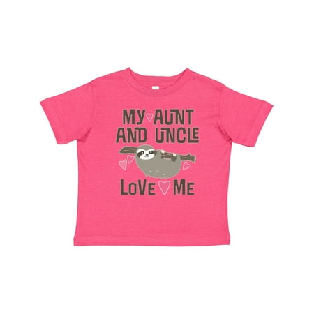 Inktastic My Aunt and Uncle Love Me Sloth Gift Toddler Toddler Girl T-Shirt