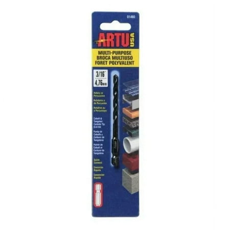 Artu 01460 Multi Purpose 3/16 Inch Cobalt And Tungsten Carbide Quick Connect Drill Bit Each
Artu 01460 Multi Purpose 3/16 Inch Cobalt And Tungsten Carbide Quick Connect Drill Bit Each