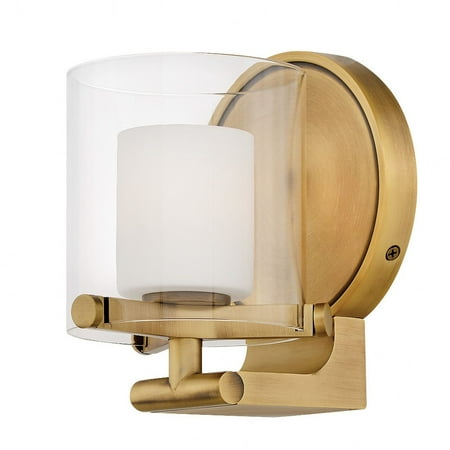 1 Light Bathroom Vanity in Mid-Century Modern Style5.5 inches Wide By 7 inches High Incandescent Heritage Brass Finish with Clear/Etch Opal Glass
1 Light Bathroom Vanity in Mid-Century Modern Style5.5 inches Wide By 7 inches High Incandescent Heritage Brass Finish with Clear/Etch Opal Glass