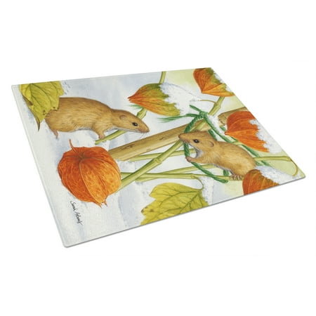 Caroline s Treasures Harvest Mice Glass Cutting Board Large