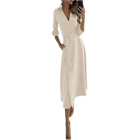 Franhais Women Tie-up Mid-rise Dress Adults Solid Color/Print Long Sleeve V-neck One-piece
Franhais Women Tie-up Mid-rise Dress Adults Solid Color/Print Long Sleeve V-neck One-piece