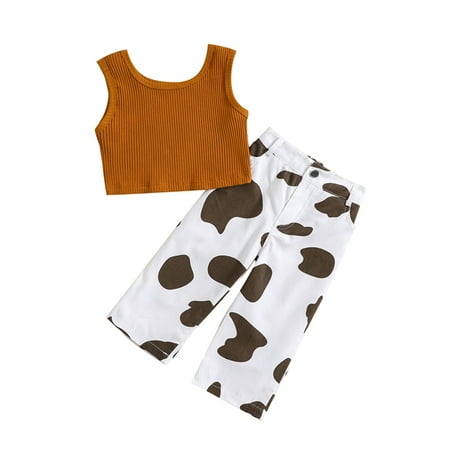 Kids Girls Summer Outfits Clothes Set Baby Sleeveless Ribbed Vest Tops + Cow Print Straight Long Pants
Kids Girls Summer Outfits Clothes Set Baby Sleeveless Ribbed Vest Tops + Cow Print Straight Long Pants