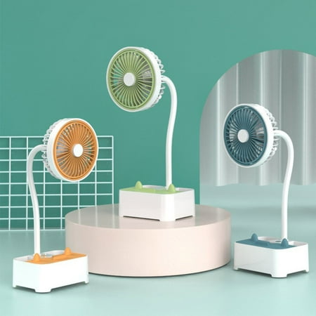 2 in 1 Fan Rechargeable 3 Speeds Portable Arm Cooling Washable Indoor Office Sleeping Cooler Sundries Storage Organizer Green