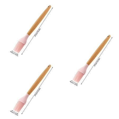 3pcs Wooden Handle Silicone Spatula Scraper Soup Spoon Brush Egg Beater Non-Stick Kitchen Utensil Brush