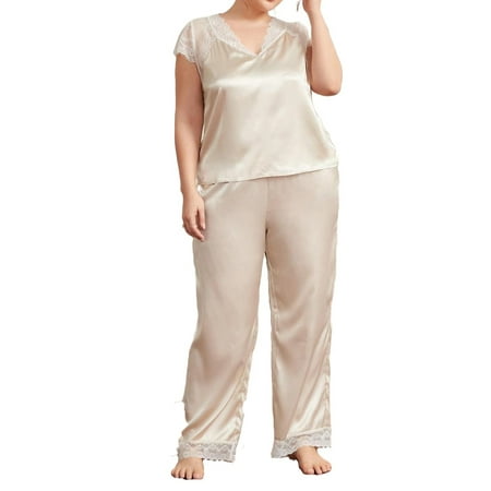 Elegant Plain V neck Pant Sets Champagne Sleeveless Plus Size Pajama Sets
Elegant Plain V neck Pant Sets Champagne Sleeveless Plus Size Pajama Sets