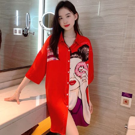 PIKADINGNIS Summer Satin Silk Women Sleepwear Shirt Red NightGown Short Sexy Sleepshirt Cartoon Loose Ladies Nightgown Shirt Girl Nightdress
PIKADINGNIS Summer Satin Silk Women Sleepwear Shirt Red NightGown Short Sexy Sleepshirt Cartoon Loose Ladies Nightgown Shirt Girl Nightdress