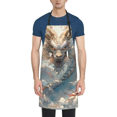 Pofeuu Cool Cloud White Dragon Print Waterproof Apron with Pockets Adjustable Cooking Aprons Kitchen Bib for Baking Household Cleaning
Pofeuu Cool Cloud White Dragon Print Waterproof Apron with Pockets Adjustable Cooking Aprons Kitchen Bib for Baking Household Cleaning
