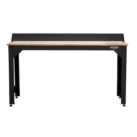 Viper Tool Storage V72WTFBL_BB Black Steel Worktable Frame And Butcher Block Top Black