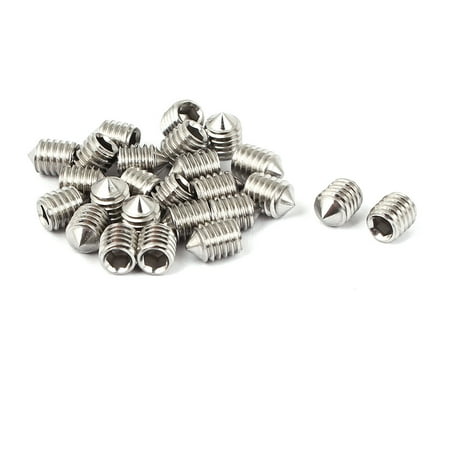 Uxcell M6 x 8mm Hex Socket Cone Point Set Grub Screw Silver Tone (25-pack)