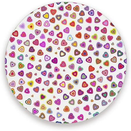 

Printed Round Colorful Hearts Isolated On White Ceramic Coasters with Cork-Backed for Coffee Drink Cup Mat Absorbent Stone Coaster Set of 1/2/4
