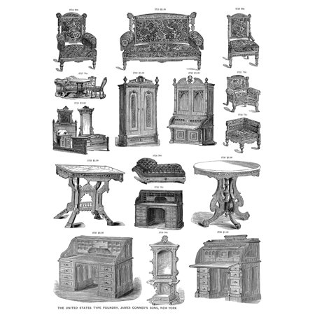 Type Foundry Designs Ndesigns For Sale By The United States Type Foundry James ConnerS Sons New York Mid Or Late 19Th Century Poster Print by Granger Collection