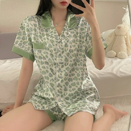 DanceeMangoo Women Sleepwear Summer Pajamas Set for Women Fake Silk Print Sweet Pijama Set Girl Nightgown Loose Waist Short Pant Silk Pajamas
DanceeMangoo Women Sleepwear Summer Pajamas Set for Women Fake Silk Print Sweet Pijama Set Girl Nightgown Loose Waist Short Pant Silk Pajamas