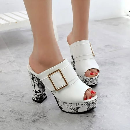 Aufmer Summer Slippers for Women Clearance Ladies Thick Soled and Thick Heeled Slippers With Metal Buckle Sandals
Aufmer Summer Slippers for Women Clearance Ladies Thick Soled and Thick Heeled Slippers With Metal Buckle Sandals