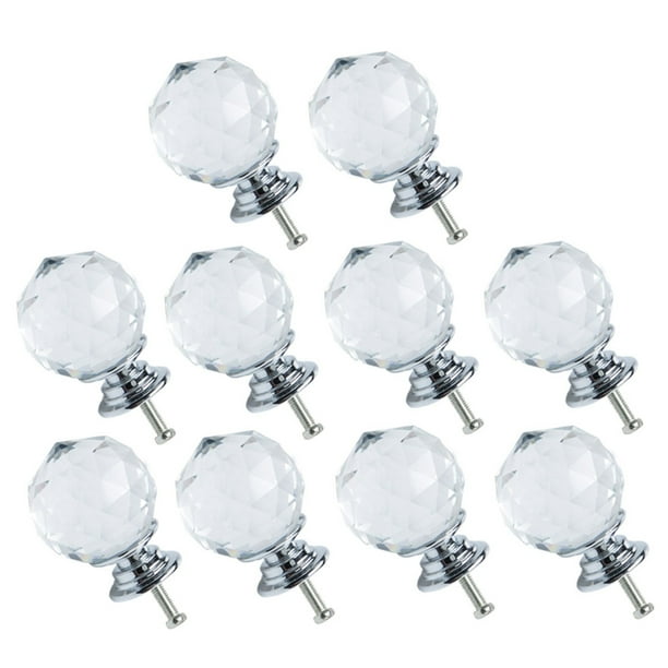 Uxcell 30mm Dia Crystal Knobs Pull Handle for Wardrobe Door Cupboard,Clear 10Pcs,High-gloss