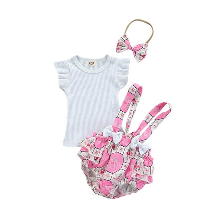 ZIYIXIN Infant Baby Girls Floral 3Pcs Outfits Ruffle Sleeve Rib Knit T-Shirt Top+Suspender Shorts+Headband Clothes White 6-12 Months
ZIYIXIN Infant Baby Girls Floral 3Pcs Outfits Ruffle Sleeve Rib Knit T-Shirt Top+Suspender Shorts+Headband Clothes White 6-12 Months