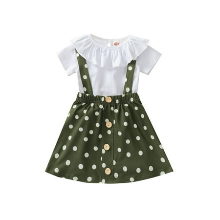 Canrulo Toddler Baby Girls Clothes Ruffles T-shirt Tops Dot Suspender Skirt with Headband Summer Outfits Green 6-12 Months
Canrulo Toddler Baby Girls Clothes Ruffles T-shirt Tops Dot Suspender Skirt with Headband Summer Outfits Green 6-12 Months