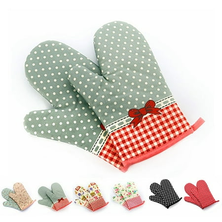 Meizhencang 1Pc Dots Grids Print Oven Mitt Heat Resistant Protector Kitchen Holder Glove