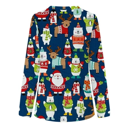 Santa Claus Printed Working Uniform Long Working V Neck Sleeve Tops Women Blouse Scrubs Top Working Uniform Nurses
Santa Claus Printed Working Uniform Long Working V Neck Sleeve Tops Women Blouse Scrubs Top Working Uniform Nurses