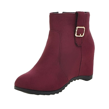 XINSHIDE Ladies Boots Fashion Solid Color Suede Belt Buckle Inner Heightening Wedge Heel Side Zipper Boots Shoes For Women
XINSHIDE Ladies Boots Fashion Solid Color Suede Belt Buckle Inner Heightening Wedge Heel Side Zipper Boots Shoes For Women