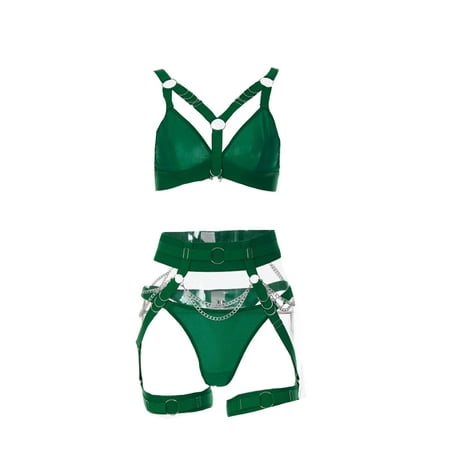 Lumento Ladies Bodysuit Chain Lingerie Set 3 Pieces Teddy Babydoll Sexy Underwear High Waist Party Strappy Bra And Panty Dark Green XL
Lumento Ladies Bodysuit Chain Lingerie Set 3 Pieces Teddy Babydoll Sexy Underwear High Waist Party Strappy Bra And Panty Dark Green XL