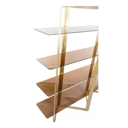Calabasas Antique Gold Stainles Steel and Glass Foldable Modern Etagere