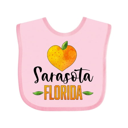Inktastic Sarasota Florida Orange in Heart Gift Baby Boy or Baby Girl Bib