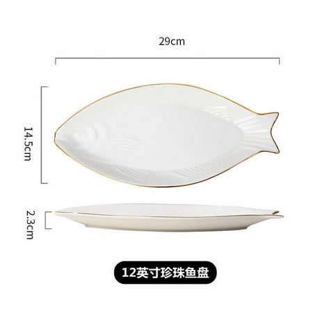 

Fish Plate Ceramic Fish Serving Dish Porcelain Food Tray Sushi Fruit Cheese Dessert Plate