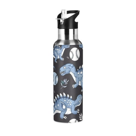 ALAZA Dinosaur and Baseball Water Bottle Insulated Flask Stainless Steel Straw Lid 20 oz
ALAZA Dinosaur and Baseball Water Bottle Insulated Flask Stainless Steel Straw Lid 20 oz