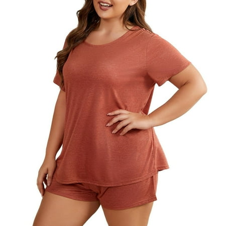 Women s Plus Pajamas Sets Short Sleeve Top with Shorts Sleepwear Sets Nightwear Summer 5XL
Women s Plus Pajamas Sets Short Sleeve Top with Shorts Sleepwear Sets Nightwear Summer 5XL