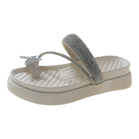 Cathalem Women Slippers Summer New Pattern Fashion Butterfly Rhinestone Decorative Set Toe Thick Bottom Flat Comfortable Sandals White 39
Cathalem Women Slippers Summer New Pattern Fashion Butterfly Rhinestone Decorative Set Toe Thick Bottom Flat Comfortable Sandals White 39