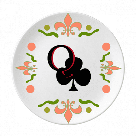 Happiness Queen Club Q Poker Flower Ceramics Plate Tableware Dinner Dish