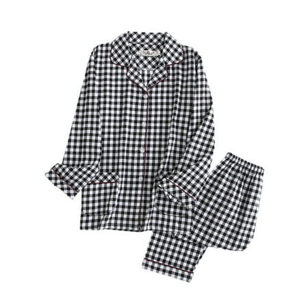 Niuer Women Sleepwear Long Sleeve Nightwear Lapel Neck Pajamas Sets With Pockets Lounge Set Check Print Black L
Niuer Women Sleepwear Long Sleeve Nightwear Lapel Neck Pajamas Sets With Pockets Lounge Set Check Print Black L