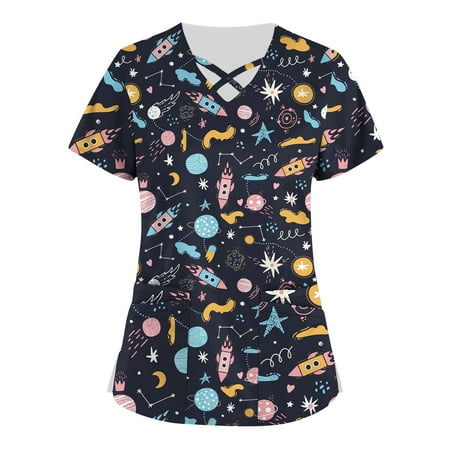 Yubatuo Women Plus Size Scrubs Top with Pockets V-Neck Short Sleeve Printed Work Blouse for Women Black 3XL
Yubatuo Women Plus Size Scrubs Top with Pockets V-Neck Short Sleeve Printed Work Blouse for Women Black 3XL